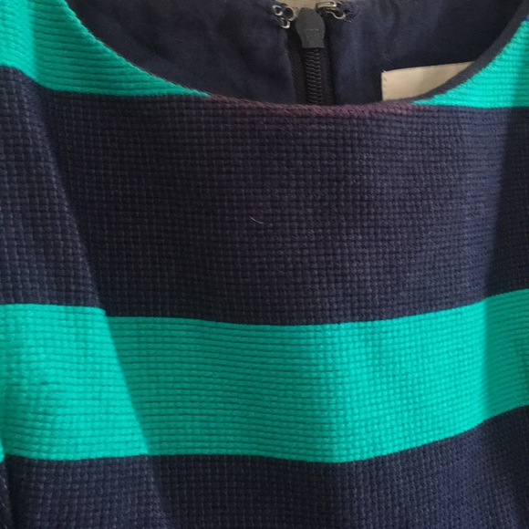 LOFT Blue green STRIPE fit and flare stripe dress - Picture 3 of 5